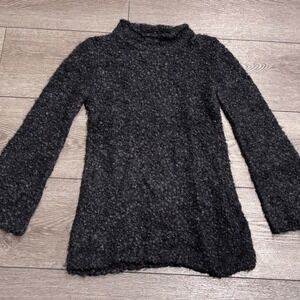Emporio Armani Mohair Blend Mock Neck Sweater Womens 42 Grey Bell Sleeve Italy